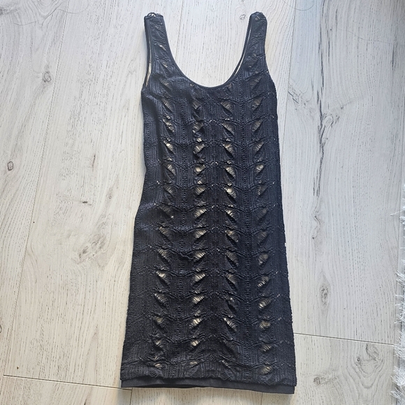 Bebe black and nude bodycon mini tank dress - small - Picture 1 of 6